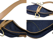 画像をギャラリービューアに読み込む, 極美品 CHRISTIAN DIOR クリスチャンディオール サドルバッグ ワンショルダーバッグ ガリアーノ期 デニム ブルー 中古 4b009863