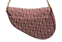 画像をギャラリービューアに読み込む, CHRISTIAN DIOR クリスチャンディオール トロッター柄 サドルバッグ ハンドバッグ キャンバス ボルドー ゴールド 美品 中古 4b009864