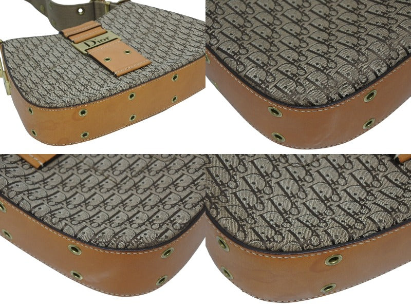 CHRISTIAN DIOR Christian Dior One Shoulder Bag Street Chic Trotter Line Beige Brown Gold Hardware Good Condition Used 4b009868