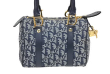 画像をギャラリービューアに読み込む, 極美品 Christian Dior ディオール ハンドバッグ ミニボストン トロッター ネイビー スピーディ 20cm 中古 4b009870