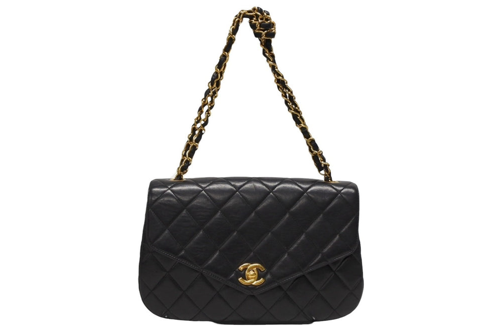 CHANEL シャネル Sフラップ チェーンワンショルダーバッグ A06429 3番台 ココマーク ラムスキン ブラック ゴールド金具 美品 中古 4b009875