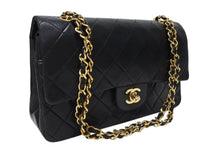 画像をギャラリービューアに読み込む, CHANEL シャネル マトラッセ25 Wフラップ Wチェーンショルダーバッグ 1番台 ラムスキン ココマーク ブラック ゴールド金具 美品 中古 4b009881