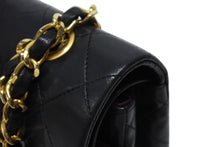 画像をギャラリービューアに読み込む, CHANEL シャネル マトラッセ25 Wフラップ Wチェーンショルダーバッグ 1番台 ラムスキン ココマーク ブラック ゴールド金具 美品 中古 4b009881