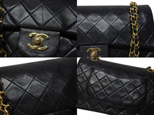 画像をギャラリービューアに読み込む, CHANEL シャネル マトラッセ25 Wフラップ Wチェーンショルダーバッグ 1番台 ラムスキン ココマーク ブラック ゴールド金具 美品 中古 4b009881