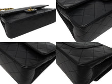 画像をギャラリービューアに読み込む, CHANEL シャネル マトラッセ25 Wフラップ Wチェーンショルダーバッグ 1番台 ラムスキン ココマーク ブラック ゴールド金具 美品 中古 4b009881