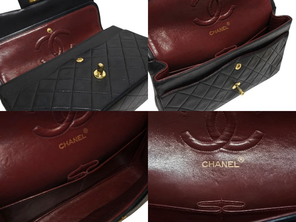 CHANEL シャネル マトラッセ25 Wフラップ Wチェーンショルダーバッグ 0番台 ココマーク ラムスキン ゴールド金具 美品 中古 4b009882