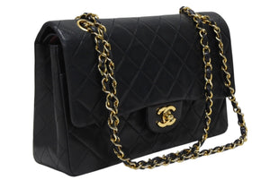 CHANEL シャネル マトラッセ25 Wフラップ Wチェーンショルダーバッグ 0番台 ココマーク ラムスキン ゴールド金具 美品 中古 4b009882