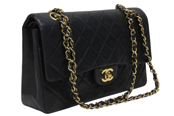 CHANEL シャネル マトラッセ25 Wフラップ Wチェーンショルダーバッグ 0番台 ココマーク ラムスキン ゴールド金具 美品 中古 4b009882