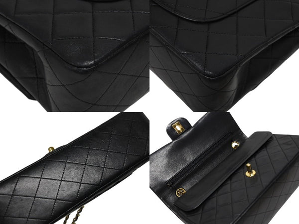 CHANEL シャネル マトラッセ25 Wフラップ Wチェーンショルダーバッグ 0番台 ココマーク ラムスキン ゴールド金具 美品 中古 4b009882