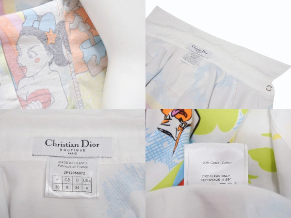 Christian Dior クリスチャンディオール ウエスタンシャツ 長袖 2P12055072 サイズ36 カートゥーン ガリアーノ期 美品 中古 4b009887