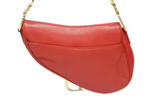 画像をギャラリービューアに読み込む, Christian Dior クリスチャンディオール ハンドバッグ サドルバック レザー レッド MU0021 ゴールド金具 美品 中古 4b009889