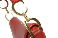 画像をギャラリービューアに読み込む, Christian Dior クリスチャンディオール ハンドバッグ サドルバック レザー レッド MU0021 ゴールド金具 美品 中古 4b009889