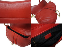 画像をギャラリービューアに読み込む, Christian Dior クリスチャンディオール ハンドバッグ サドルバック レザー レッド MU0021 ゴールド金具 美品 中古 4b009889