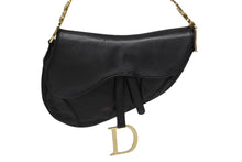画像をギャラリービューアに読み込む, Christian Dior クリスチャンディオール ハンドバッグ サドルバック ブラック カーフ MU0060 ゴールド金具 美品 中古 4b009890