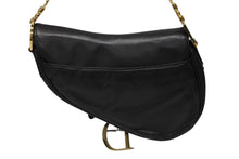 画像をギャラリービューアに読み込む, Christian Dior クリスチャンディオール ハンドバッグ サドルバック ブラック カーフ MU0060 ゴールド金具 美品 中古 4b009890