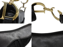 画像をギャラリービューアに読み込む, Christian Dior クリスチャンディオール ハンドバッグ サドルバック ブラック カーフ MU0060 ゴールド金具 美品 中古 4b009890