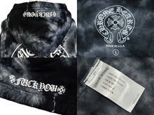 画像をギャラリービューアに読み込む, 極美品 CHROME HEARTS クロムハーツ タイダイ柄 ホースシュープリント プルオーバー パーカー ブラック サイズL 中古 4b009899