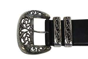 CHROME HEARTS LARGE BLT CLASSIC 3PC Large Classic 3PC Order Leather Belt Silver Good Condition Used 4a000084