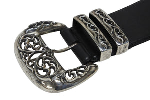 CHROME HEARTS LARGE BLT CLASSIC 3PC Large Classic 3PC Order Leather Belt Silver Good Condition Used 4a000084