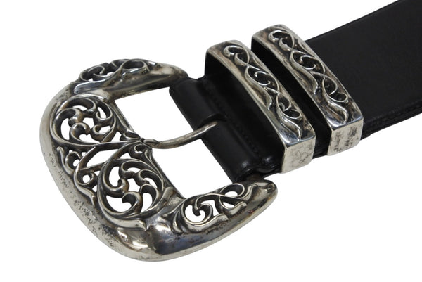 CHROME HEARTS LARGE BLT CLASSIC 3PC Large Classic 3PC Order Leather Belt Silver Good Condition Used 4a000084
