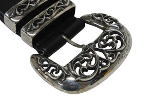 CHROME HEARTS LARGE BLT CLASSIC 3PC Large Classic 3PC Order Leather Belt Silver Good Condition Used 4a000084