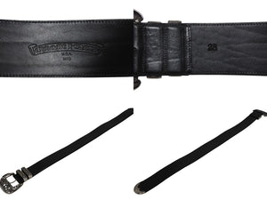 CHROME HEARTS LARGE BLT CLASSIC 3PC Large Classic 3PC Order Leather Belt Silver Good Condition Used 4a000084