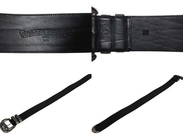 CHROME HEARTS LARGE BLT CLASSIC 3PC Large Classic 3PC Order Leather Belt Silver Good Condition Used 4a000084