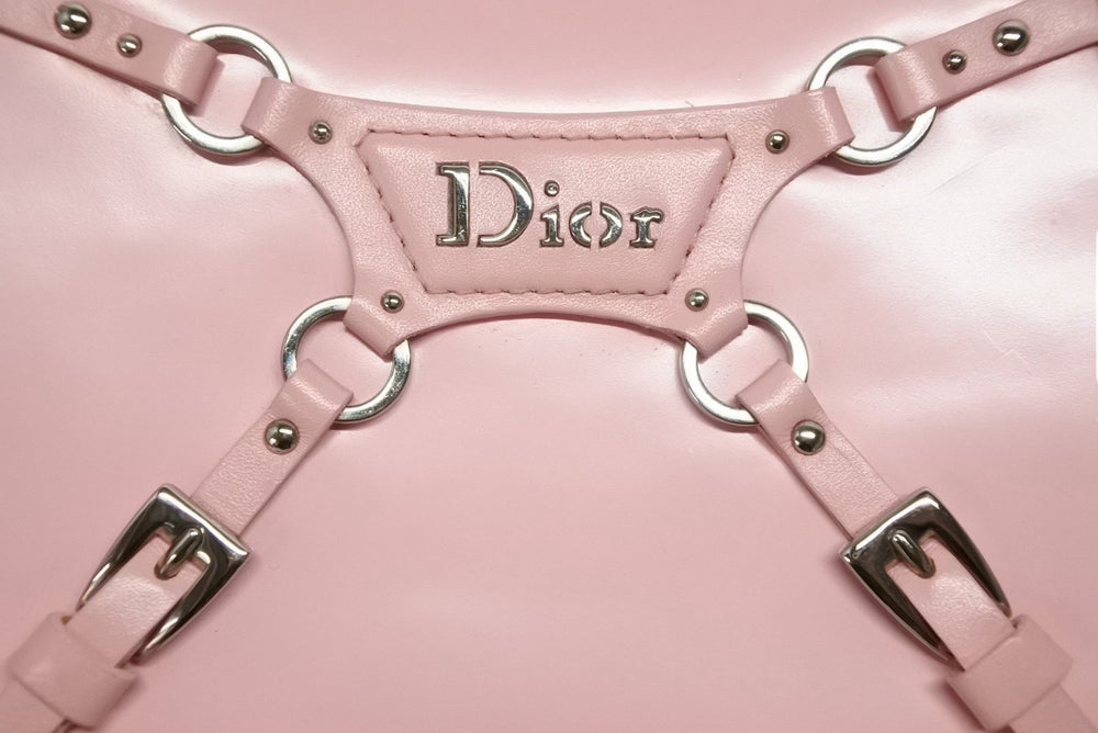 極美品 Christian Dior クリスチャンディオール パンク ハンドバッグ 13-MA-1003 カーフレザー ピンク ガリアーノ期 シルバー金具 中古 4b009906