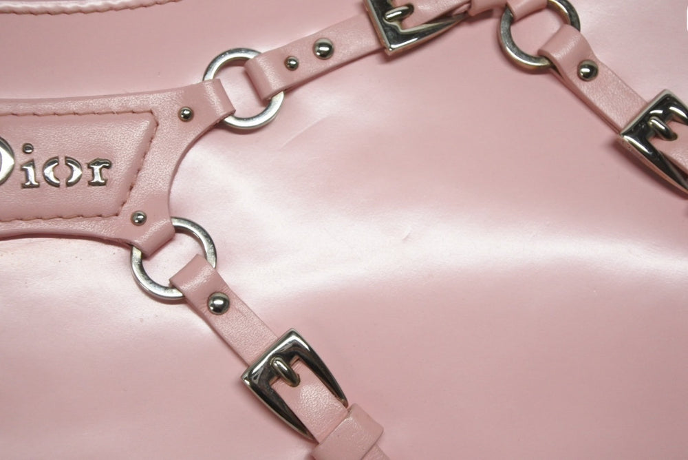 極美品 Christian Dior クリスチャンディオール パンク ハンドバッグ 13-MA-1003 カーフレザー ピンク ガリアーノ期 シルバー金具 中古 4b009906