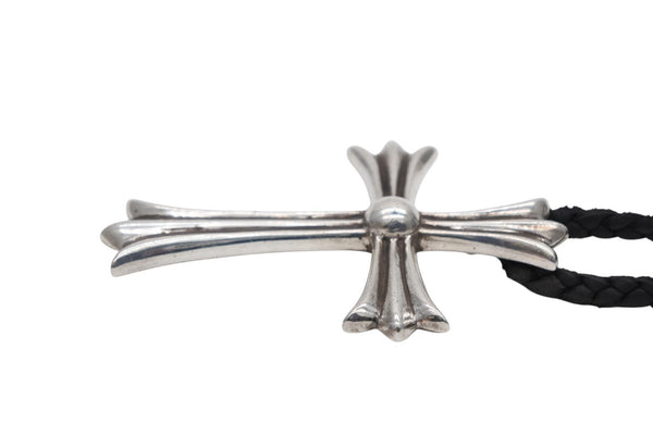 Very good condition CHROME HEARTS CH CROSS LRG Large CH Cross W Boro Chip Necklace Weight approx. 64.6g Leather Braid Used 4b009912