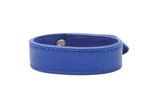 画像をギャラリービューアに読み込む, CHROME HEARTS クロムハーツ ブレスレット クロス 3BTN/2SNP 3ボタン2スナップ ブルー レザー シルバー925 美品 中古 4b009923