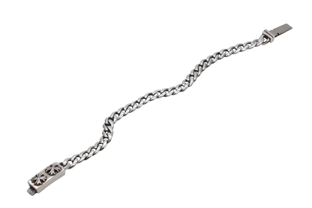 Very Good Condition CHROME HEARTS Mini ID CH Cross Classic Bracelet Pave Diamond Weight Approx. 25.6g 2000 Silver 925 Used 4b009924