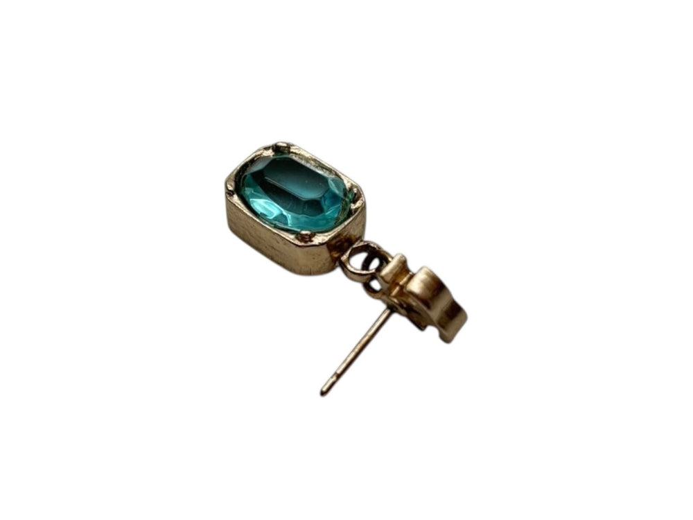 極美品 CHANEL シャネル ココマーク ドロップピアス 重量約4.0g 07A刻印 ラインストーン メタル GP ゴールド ブルー 両耳用 中古 4b009595