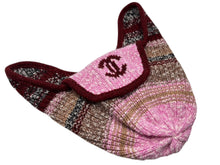 画像をギャラリービューアに読み込む, 極美品 CHANEL シャネル ココネージュ フライトキャップ AAA448 ココマーク カシミヤ ウール マルチカラー 中古 4b009944