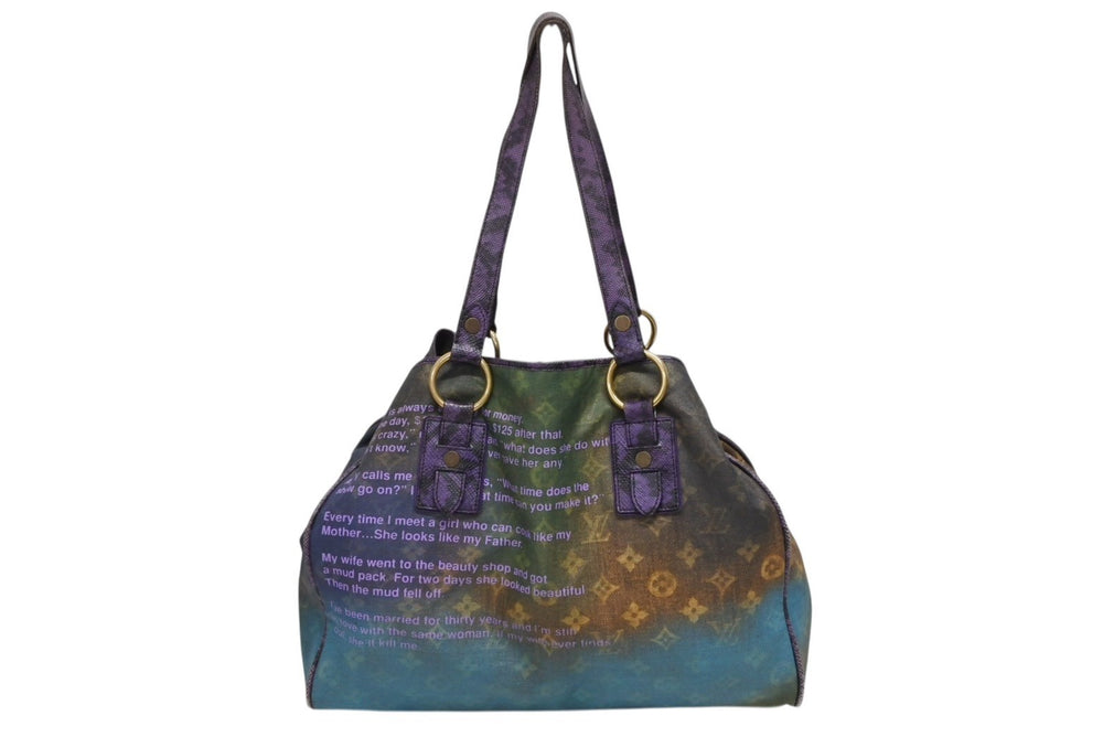 極美品 LOUIS VUITTON ルイヴィトン トートバッグ リチャードプリンス ハートブレイク M95740 モノグラムジョークスキャンバス ヴィオレ 中古 4b009945