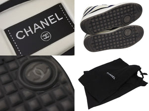 新品同様 CHANEL シャネル ハイカットスニーカー ココマーク W G38804 ファブリック スエードカーフスキン ラバースキン 中古 4b009949
