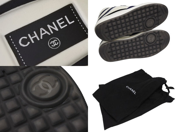 新品同様 CHANEL シャネル ハイカットスニーカー ココマーク W G38804 ファブリック スエードカーフスキン ラバースキン 中古 4b009949