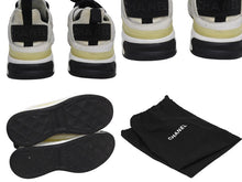 Load image into Gallery viewer, CHANEL シャネル ローカットスニーカー G35617 定価98019円 ミックスファイバー カーフスキン ホワイト ブラック サイズ38 1/2 美品 中古 4b009951