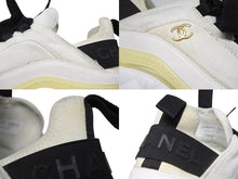 Load image into Gallery viewer, CHANEL シャネル ローカットスニーカー G35617 定価98019円 ミックスファイバー カーフスキン ホワイト ブラック サイズ38 1/2 美品 中古 4b009951