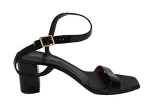 画像をギャラリービューアに読み込む, SAINT LAURENT サンローラン サンダル チャンキーヒール パテントレザー ブラック ゴールド金具 サイズ38 1/2 美品 中古 4b009955