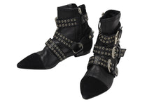 Load image into Gallery viewer, 極美品 Isabel Marant イザベル マラン ローリング アンクル ブーツ スウェード レザー ブラック シルバー金具 サイズ38 中古 4b009957