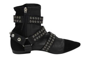 極美品 Isabel Marant イザベル マラン ローリング アンクル ブーツ スウェード レザー ブラック シルバー金具 サイズ38 中古 4b009957
