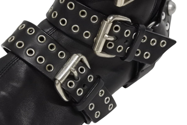 極美品 Isabel Marant イザベル マラン ローリング アンクル ブーツ スウェード レザー ブラック シルバー金具 サイズ38 中古 4b009957