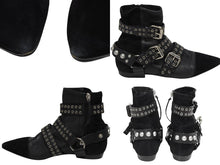 Load image into Gallery viewer, 極美品 Isabel Marant イザベル マラン ローリング アンクル ブーツ スウェード レザー ブラック シルバー金具 サイズ38 中古 4b009957