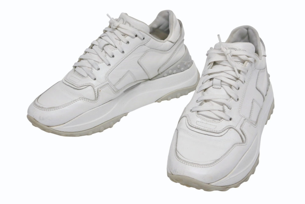 TOD'S Tod's Tubs Low Cut Sneakers Shoes Lace Up Calf Leather Made in Italy White Gray Size 38 1/2 Good Condition Used 4b009961
