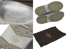 画像をギャラリービューアに読み込む, TOD'S トッズ タブズ ローカット スニーカー シューズ レースアップ カーフレザー イタリア製 ホワイト グレー サイズ38 1/2 美品 中古 4b009961