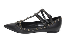 画像をギャラリービューアに読み込む, 極美品 VALENTINO ヴァレンティノ ポインテッドトゥ サンダル ロックスタッズシリーズ レザー ブラック サイズ38 1/2 中古 4b009962