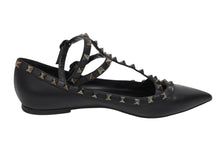 画像をギャラリービューアに読み込む, 極美品 VALENTINO ヴァレンティノ ポインテッドトゥ サンダル ロックスタッズシリーズ レザー ブラック サイズ38 1/2 中古 4b009962