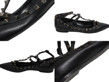 画像をギャラリービューアに読み込む, 極美品 VALENTINO ヴァレンティノ ポインテッドトゥ サンダル ロックスタッズシリーズ レザー ブラック サイズ38 1/2 中古 4b009962