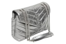 画像をギャラリービューアに読み込む, 極美品 YVES SAINT LAURENT イヴサンローラン ルル チェーンバック ショルダーバッグ スモール カーフスキン メタル シルバー 中古 4b009964